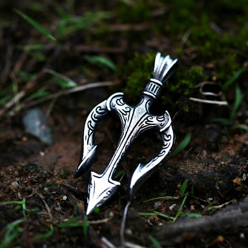 GTHIC Stainless Steel Trident Marine Pendant Poseidon Greek Mythology Pendant Necklace for Men Women Jewelry Gifts