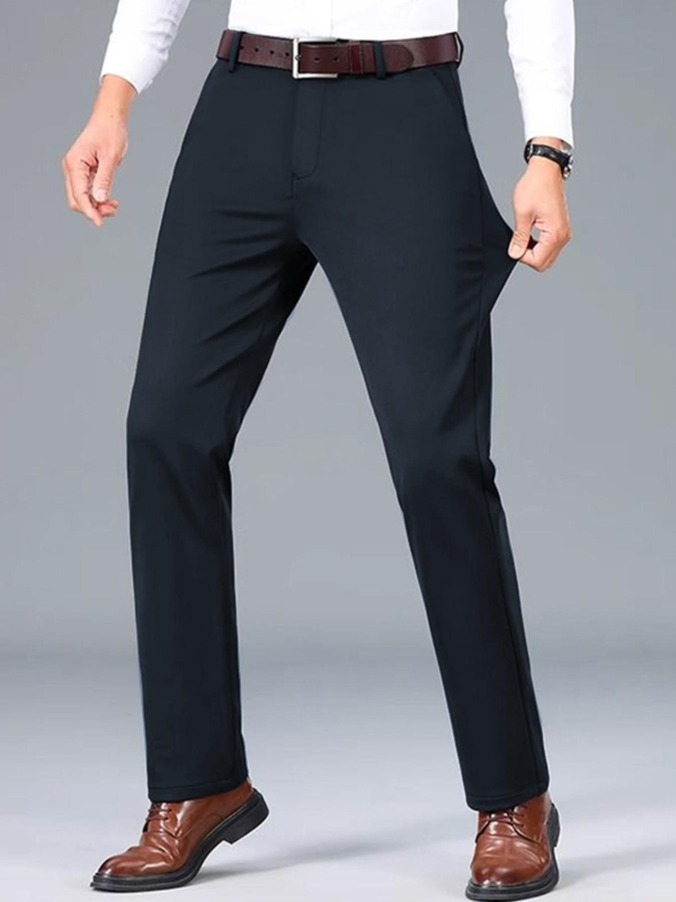 4-Pack Men's Business Casual Pants, High Elasticity Stretch Comfortable Fabric, Wrinkle-Resistant Easy Care, Slim Fit Straight Leg, All Seasons