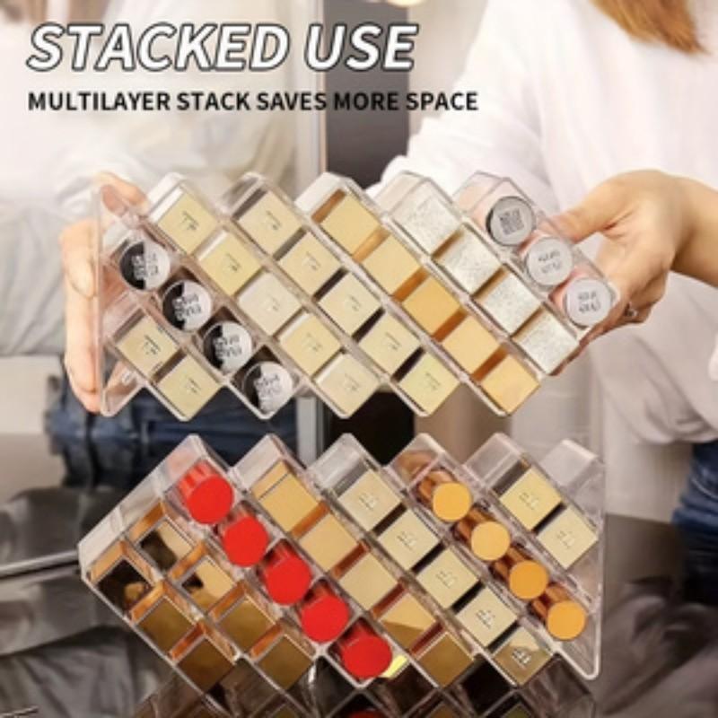 Lipstick Organizer Box, Large Capacity Layered Storage Rack, Makeup Vanity Shelf, Trendy Lipstick Display Stand, Desktop Organizer, Clear Acrylic Organizer