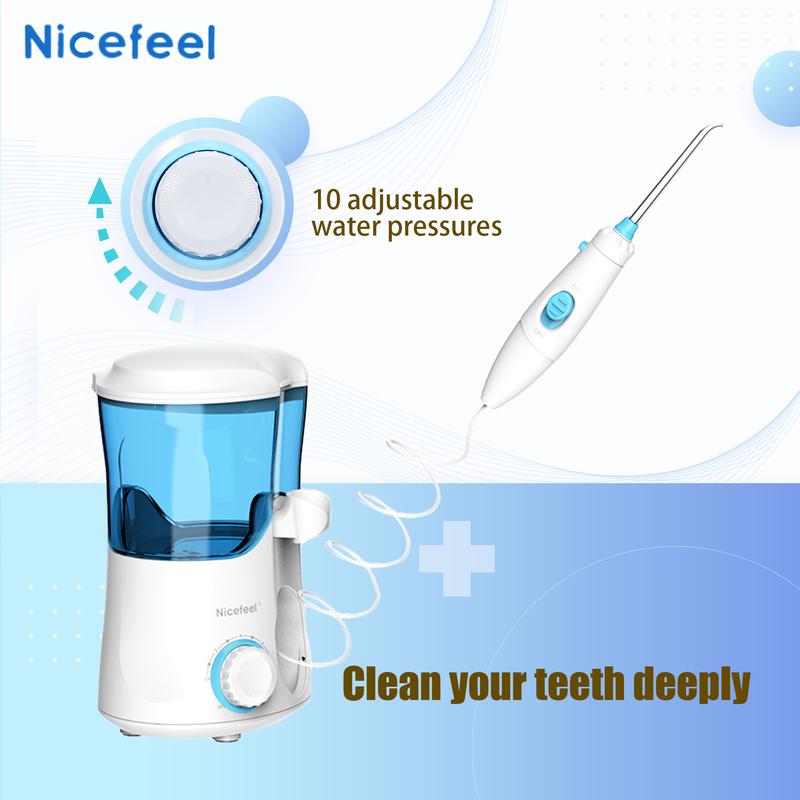 Nicefeel Water Floss - Electric Tooth Water Floss for cleaning and braces cleaning, 10 pressures and 7 Tips, 600ml Water floss for home use
