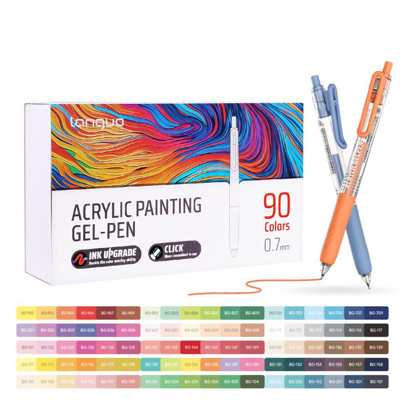 36/54/72/90 Colors Acrylic Painting Gel Pen,Retractable 0.7mm Tip,Rich Color Large Capacity Ink Pens,,For Diary,Card,DIY,Coloring, Doodling, Stackable colors, Clip Acrylic Gel Pen,Crafts Art Supplies