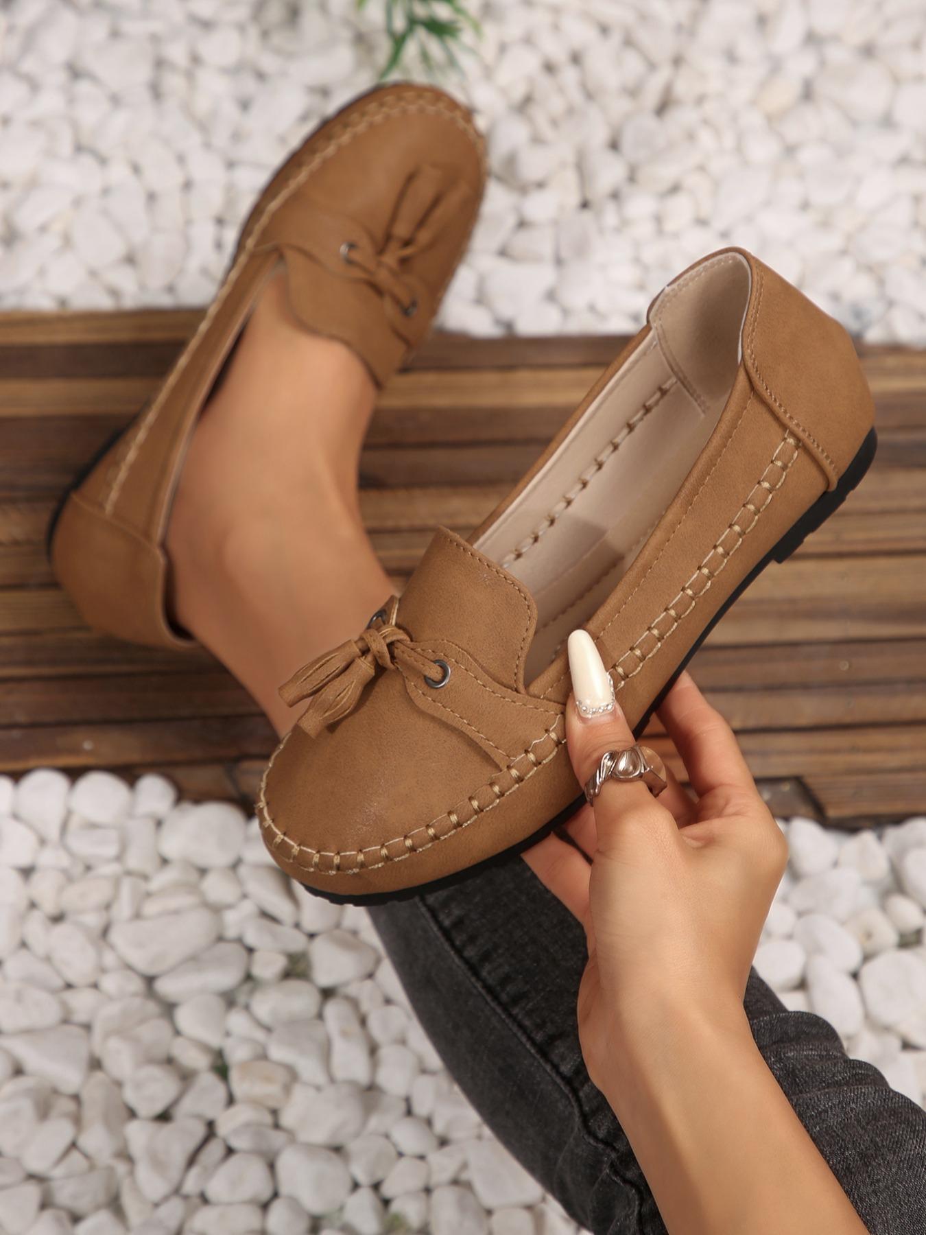 New Large Size Women's Casual Retro Slip-on PU Leather Loafers, Round Toe Flats for All Seasons, Comfortable Fashion Shoes for Daily Wear