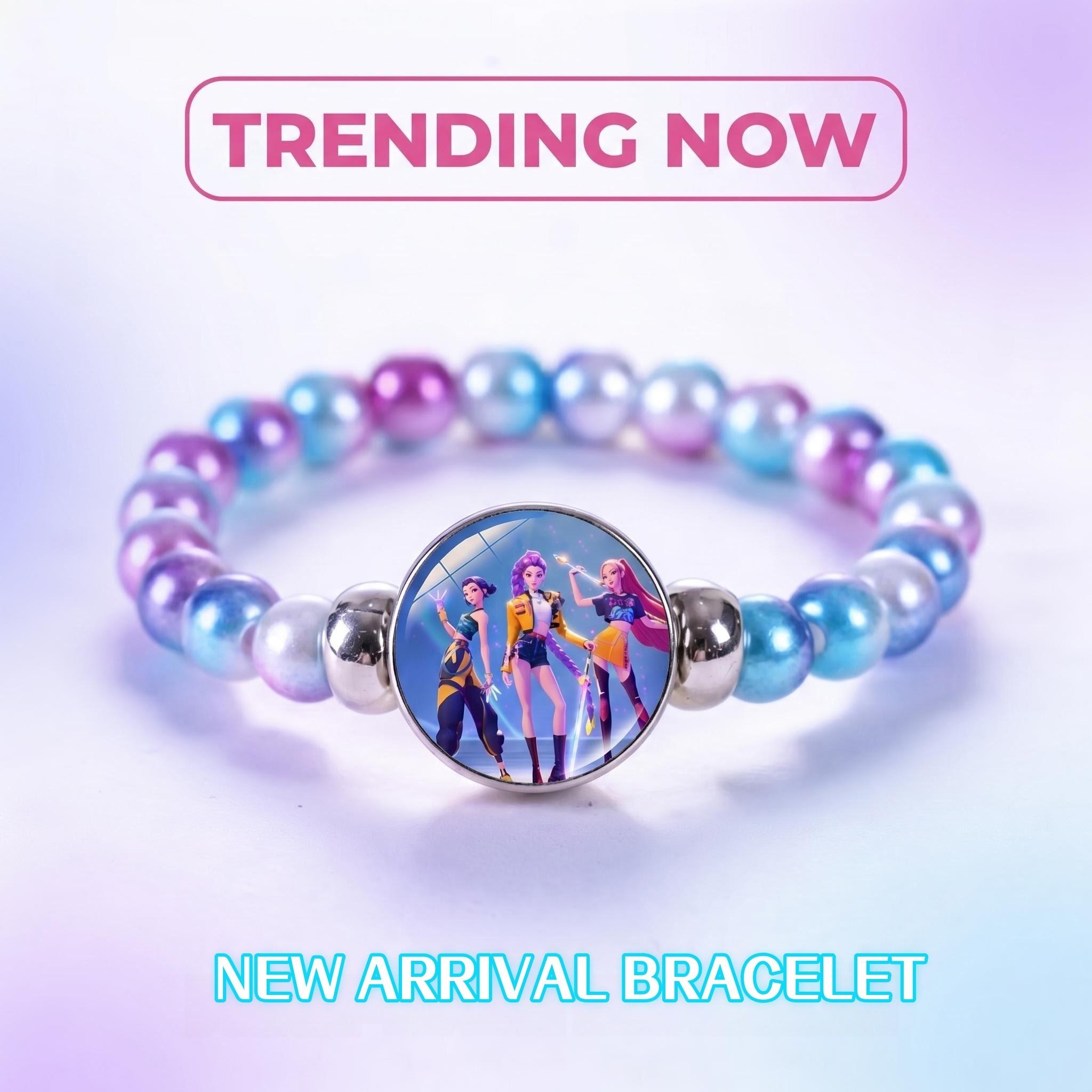 Gradient Dreamy Sparkle Bead Bracelet, Anime Witch Idol Friendship Jewelry Gift, Sweet Cool Best Friend Pendant Chain, Exquisite Trendy Bracelet