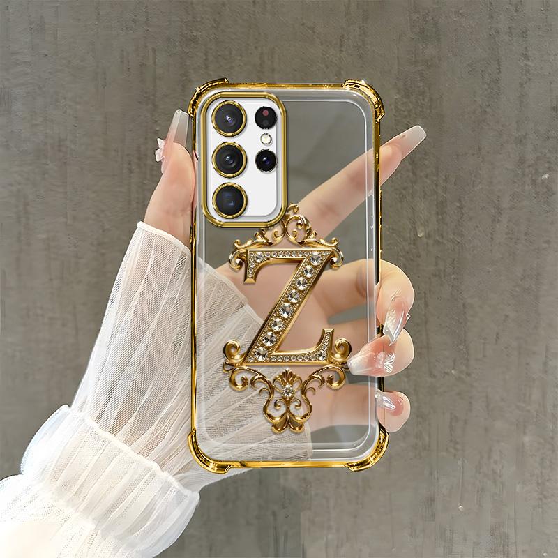 Suitable for [Galaxy S23 Ultra] high-end phone case🥰，Features a premium-look printed design—not actual 3D diamond studs，Choose from any of the 26 letters. YM99