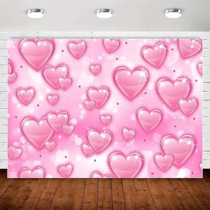 Vintage 90s Pink Heart Backdrop Tapestry - Durable Peach Light Beige Fabric, 30*40 to 90x60 in Sizes, Wall-Safe Hooks, Lightweight to Fold, Hand Wash, Tapestry for Bedroom, for Birthday Parties & Glamour Photoshoots