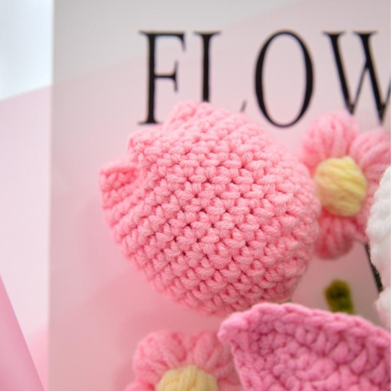 Handmade Crochet Flower Bouquet, Includes Roses, Tulips, Lily of the Valley, Calla Lily, Perfect for Mother's Day, Graduation, Birthday, Anniversary Gifts
