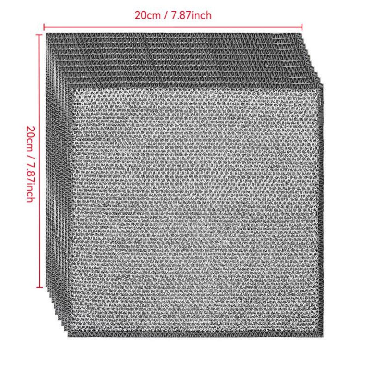Double-layer magic steel wire cleaning cloth, metal silver thread dish towel, household kitchen cleaning rag and washing tool