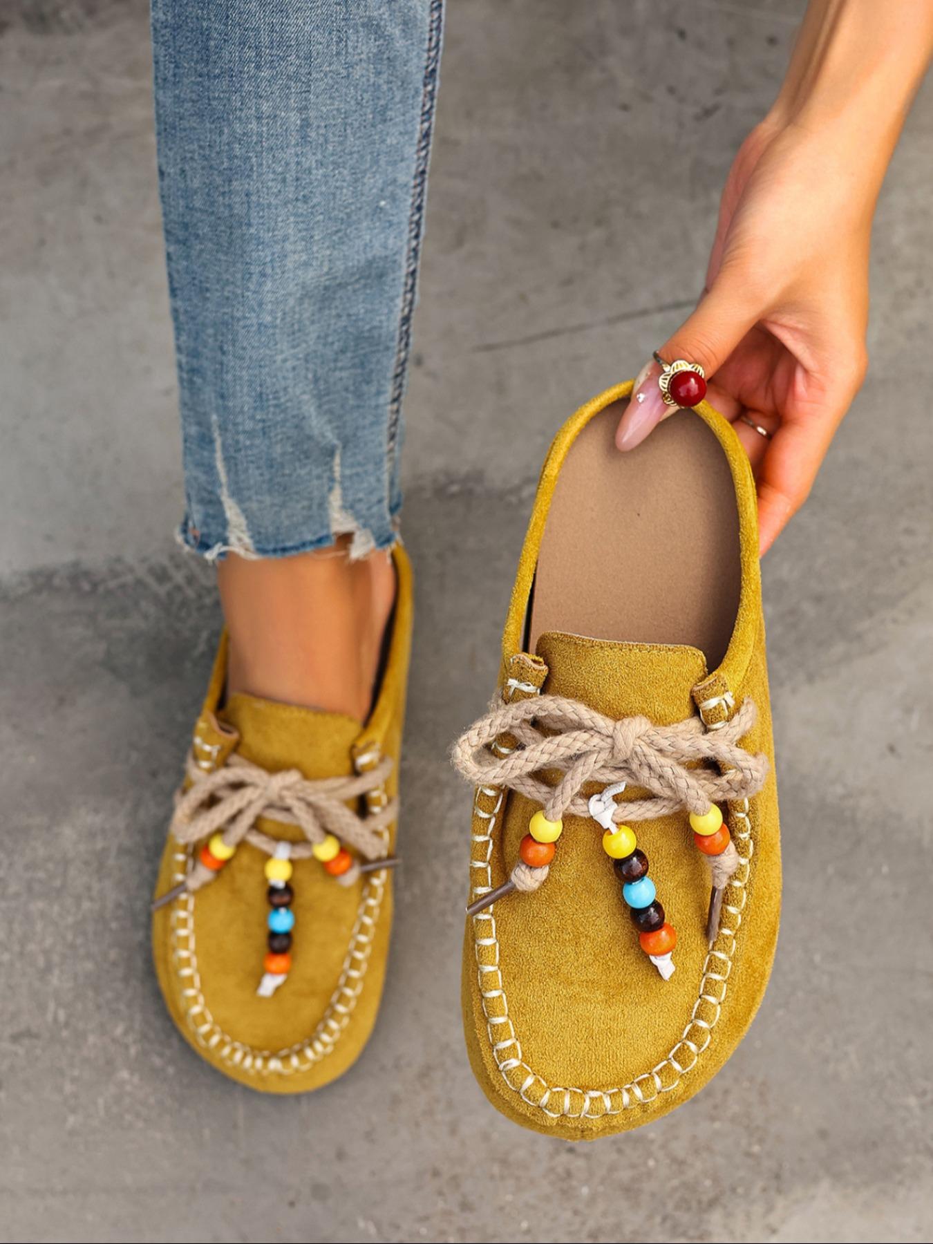 Women's Original Comfortable Casual Shoes, Tassel Bead Design, Fashionable and Cozy, Perfect Slip-On for Daily Wear