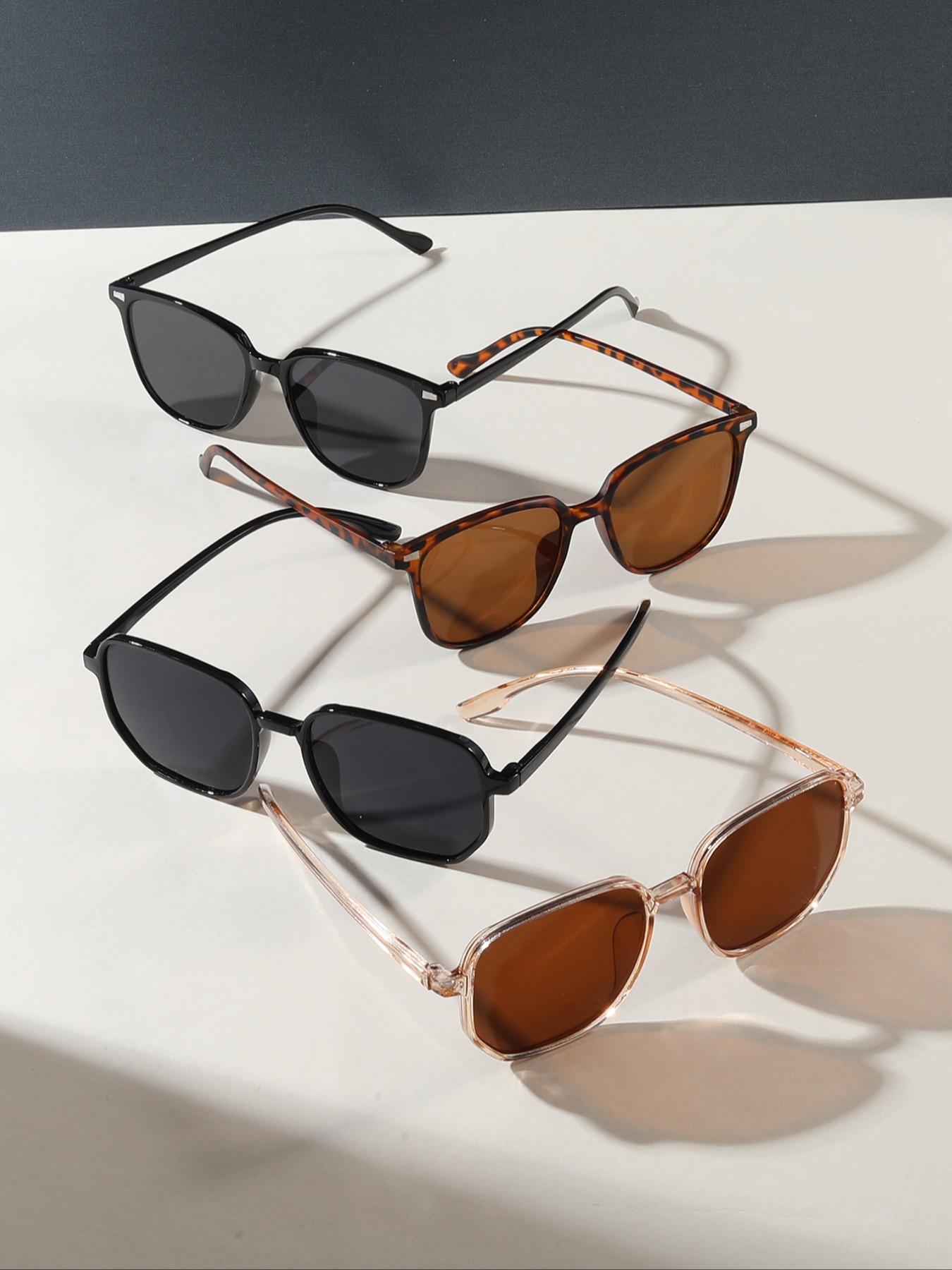 4 Pairs Fashion Glasses for Casual Beach Parties, Stylish Eyewear Suitable for Daily Use, Perfect for Social Gatherings & Outdoor Events, Trending Glasses