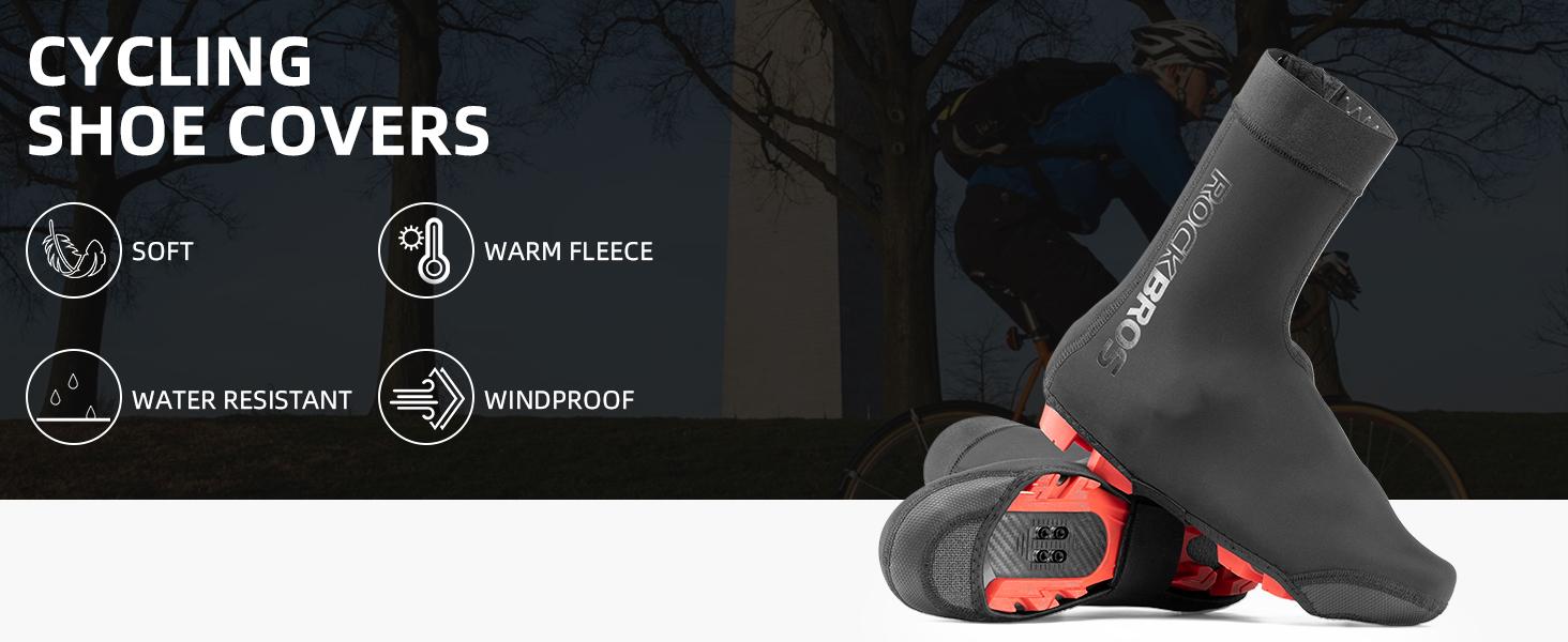 ROCKBROS Cycling Shoe Covers Warm Bike Shoe Cover Warmer Water Resistant Windproof Bicycle Overshoes for Mountain Road Bike Shoes