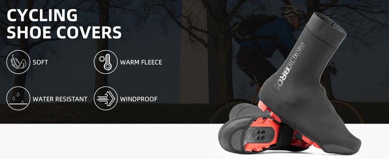 ROCKBROS Cycling Shoe Covers Warm Bike Shoe Cover Warmer Water Resistant Windproof Bicycle Overshoes for Mountain Road Bike Shoes