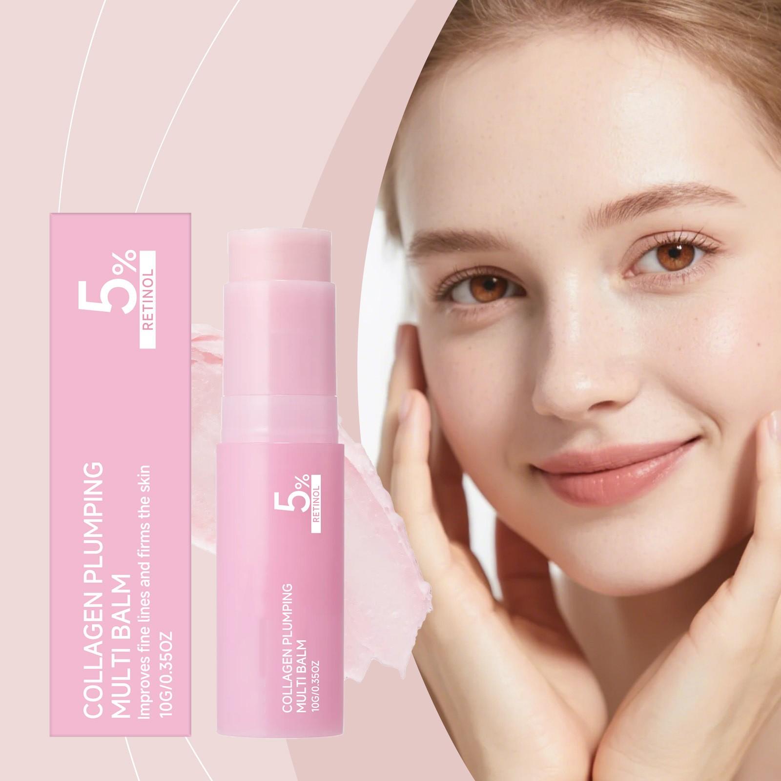 Pink Collagen Plumping Multi Balm | All In One Volufiline, PDRN, NAD Stick for Youthful-Looking, Helping Look of Fine Lines, Firming Care, Anti-Aging Care | For Under-Eyes, Neck, Forehead, Smile Lines, Lip Care | Korean Skincare