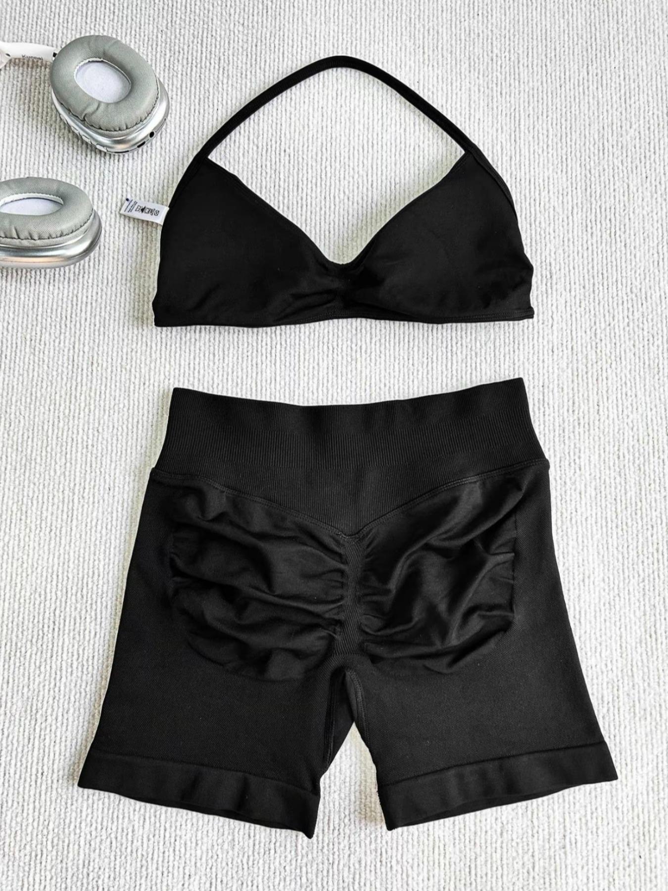 New Women's Sporty Yoga Set, High-Waisted Tight-Fitting Shorts and Tank Top, Summer Fitness Outfit for Running and Gym Workouts, All Season Activewear, Fitness Clothes, Fitness Apparel