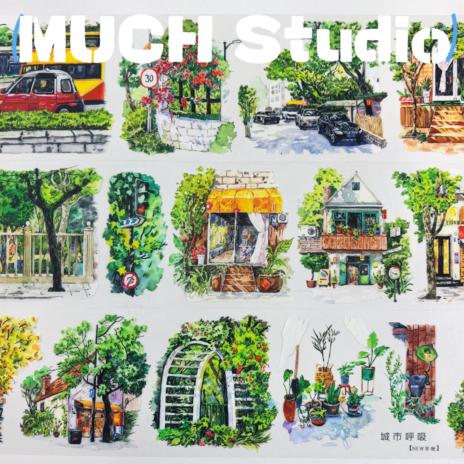 1pc (7*100cm), Original New Product, Sticker Recording the Scenery of a City Corner, High-end Craftsmanship PET Tape, Exquisite Pattern, Versatile and Practical, Suitable for Scrapbooking, Decorating Journals, Notebooks, Greeting Cards, Photo Frames and M