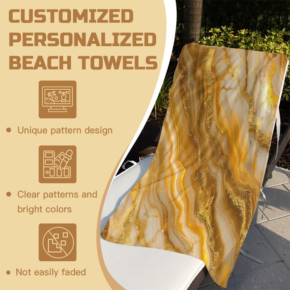 Marble Pattern Art Beach Towel, Luxury Premium Design, Quick Dry Absorbent Soft Skin-friendly, Ideal for Vacation Photoshoot Pool Daily Use