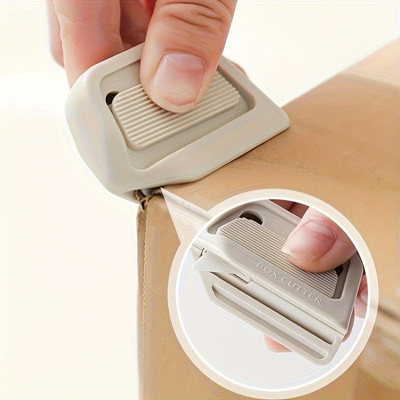 2pcs Automatic Retractable Box Cutter, Cardboard Cutter, Ergonomic Non-Slip Grip, Sharp Blades, Heavy-Duty Manual Tool, Portable, Office, Home Use