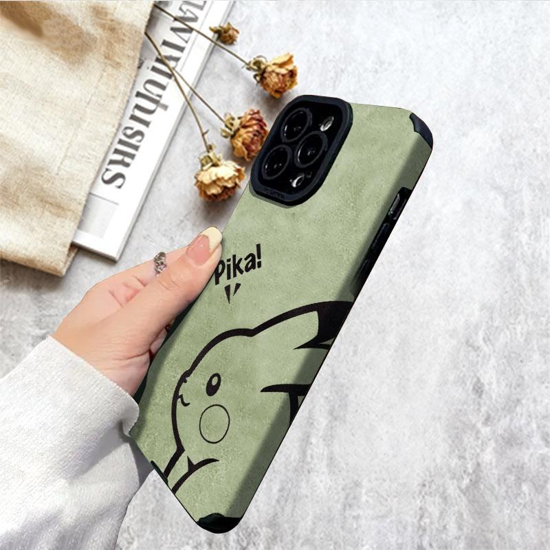 Pikachu - Themed Phone Case, Multiple Colors & Specifications Available, Stylish Protective Cover for Phones, Perfect for Pokémon Fans, Offers Excellent Protection, Simplified Black - White Pikachu Design with "Pika!" Text
