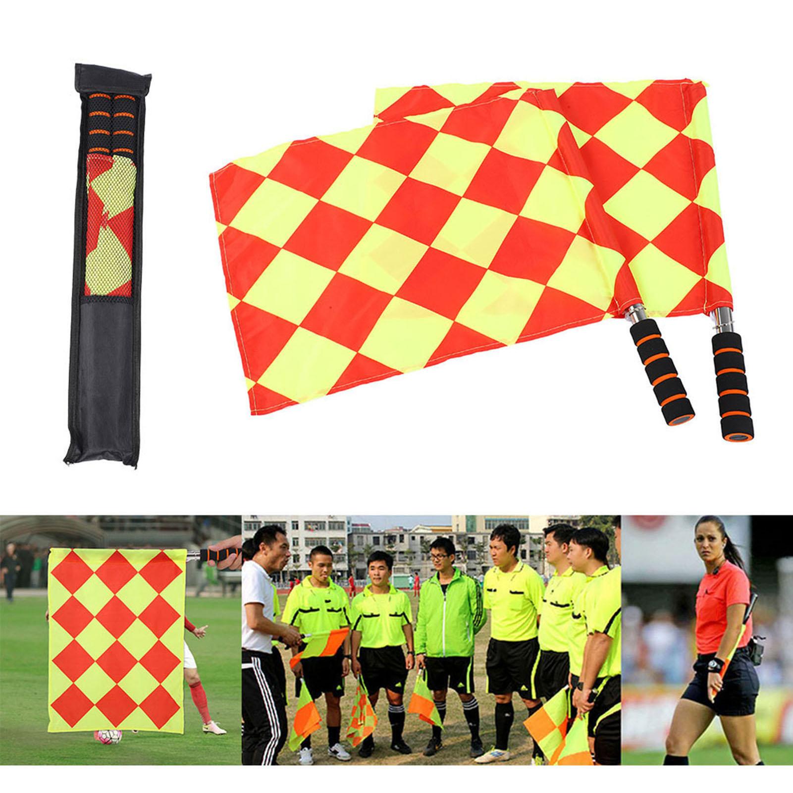 Referee Flag Field Soccer Duo Set | Includes Dedicated Storage Bag | Professional-Grade Visibility | The Practical Gift for Football Enthusiasts | Checkered