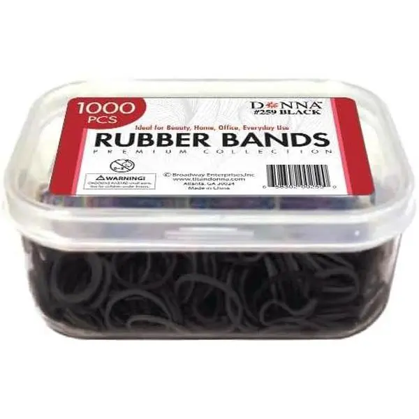 1000 count Black Rubber Bands for Hair – Durable Elastic Hair Ties for Braids, Twists, and Ponytails, No-Snag Stretch Bands for  Hair Types,  Styling Elastics in Storage Case