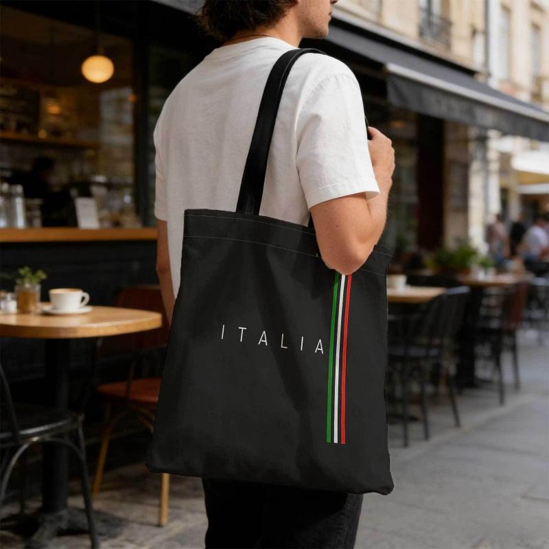 Italian Tricolor Retro Tote Bag Suitable for Shopping, Beach & Picnic - Foldable Bag with Italian Flag Print, Shoulder Straps, Iconic National Emblem for, Travel, Daily Use - Hand Washable
