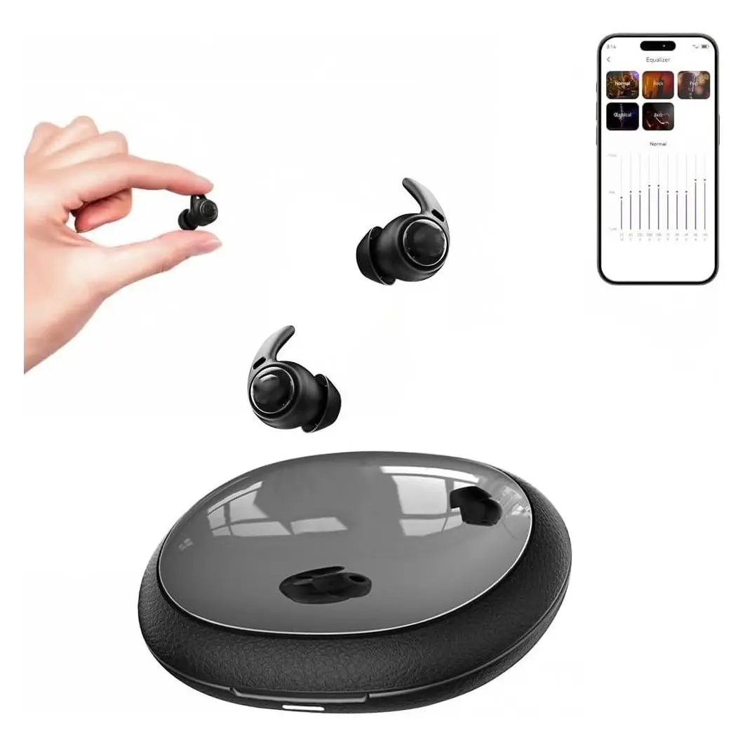 Bluetooth 6.0 Sleep Earbuds with AI Real-Time Translation, 164 Languages, Waterproof Mini In-Ear Headphones for Side Sleepers, Travel, Education & Business Meetings, BlackGift