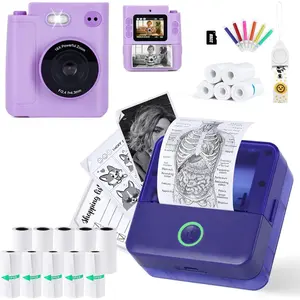 cudinham Print Pods  Mini Printer for Note with Rolls Paper Dual Lens Kids Camera Instant Print with 5 Rolls Paper