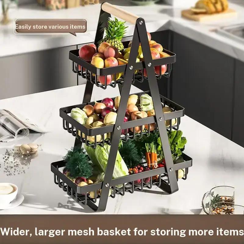 Kitchen Vegetable Storage Rack, Countertop Fruit and Vegetable Basket, Multi-Layer Vegetable Basket, Living Room Fruit Storage Rack