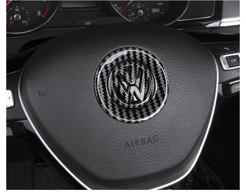 Car Steering Wheel Center Emblem ABS Logo Stickers, Sticker For Cars, Interior Accessories Ring Cover For VW Volkswagen Atlas Jetta Touareg Golf Polo GTI Taos Passat Tiguan Arteon Caddy Beetle Amarok Transporter
