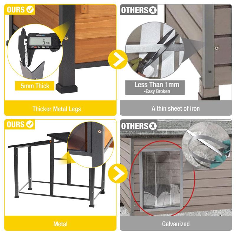 Aivituvin-AIR7021 Metal Frame Wooden Dog House | Waterproof Roof,Dog Furniture,Ourdoor Dog Crate