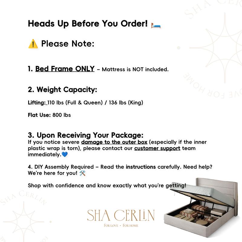 SHA CERLIN Storage Bed Frame 【No Mattress】Modern Linen Upholstered Headboard Lift-Up Storage Platform Bed Fram, Two Style Headboard, Heavy Duty Gas Lift Support, No Box Spring Needed,Wood Slats Support, Full Queen King Size