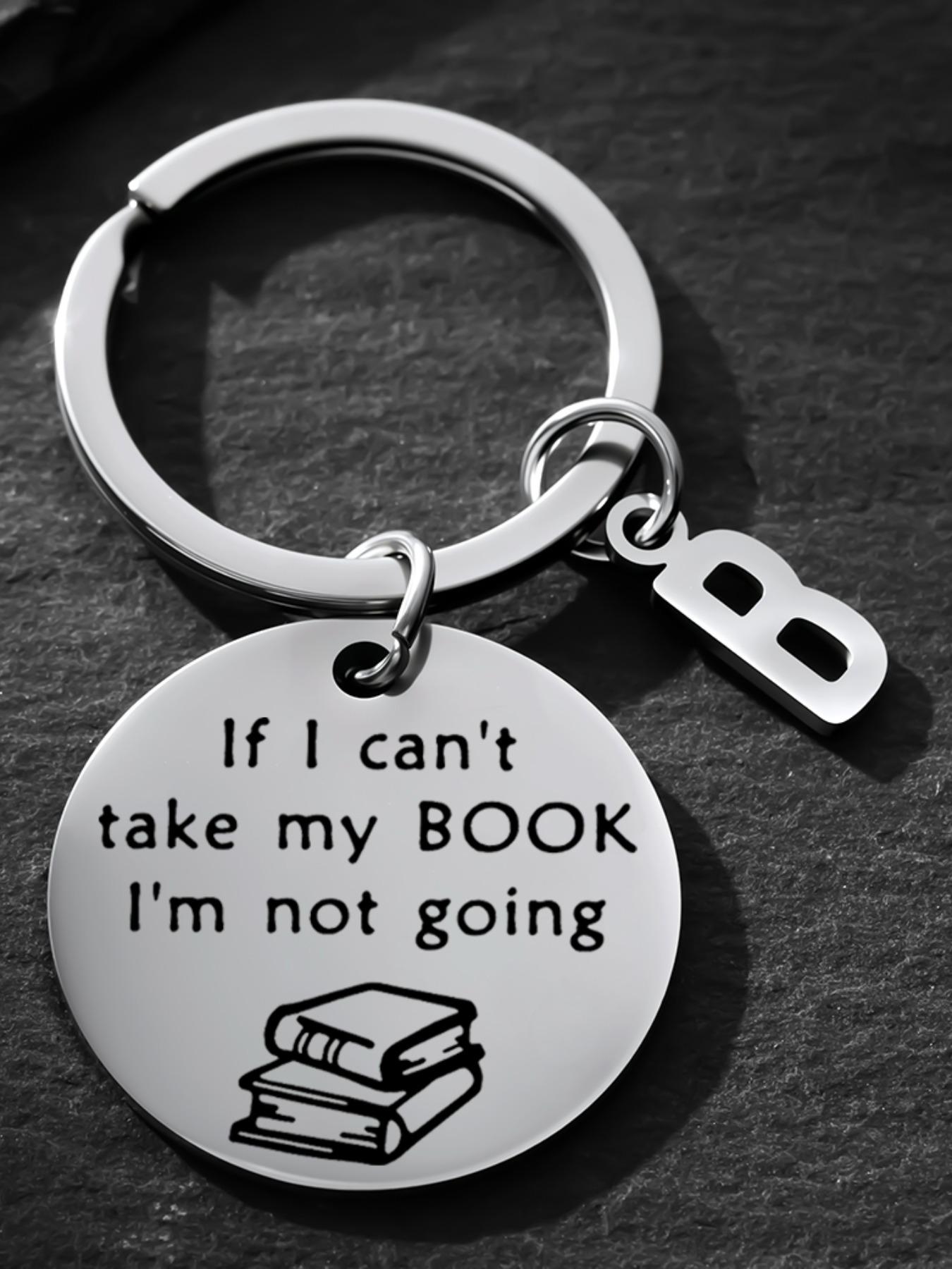 Personalized Initial Keychain, Funny Book Lover Gift, Bookworm Gift, Birthday Christmas Gift, Bibliophile Gift, Book Club Gift