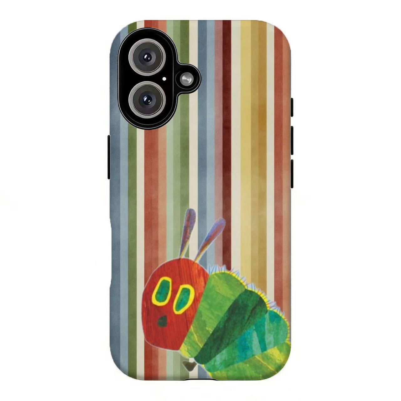 FL-Cute Caterpillar Green Gingham Star Phone Case For iPhone 11 12 13 14 15 16 17 Air Pro Max for Samsung S26 S25 S24 S23 S22 S21 Case,Gift for her/him