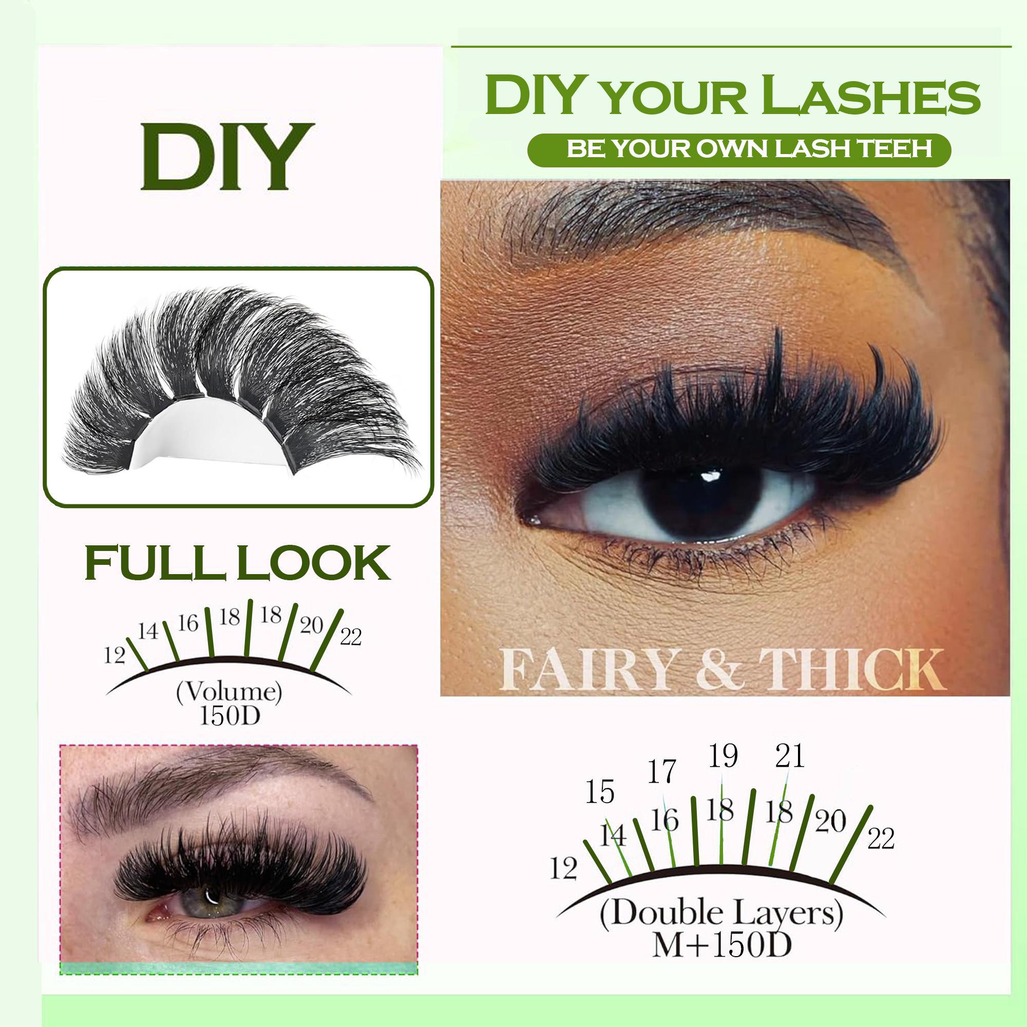 Curl Wispy Individual False Eyelash with Lash & Tweezers Kit, Natural Self Grafting Diy Segmented Eyelash, Makeup, Diy Eyelash Extensions