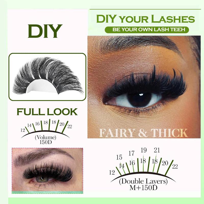 Curl Wispy Individual False Eyelash with Lash & Tweezers Kit, Natural Self Grafting Diy Segmented Eyelash, Makeup, Diy Eyelash Extensions