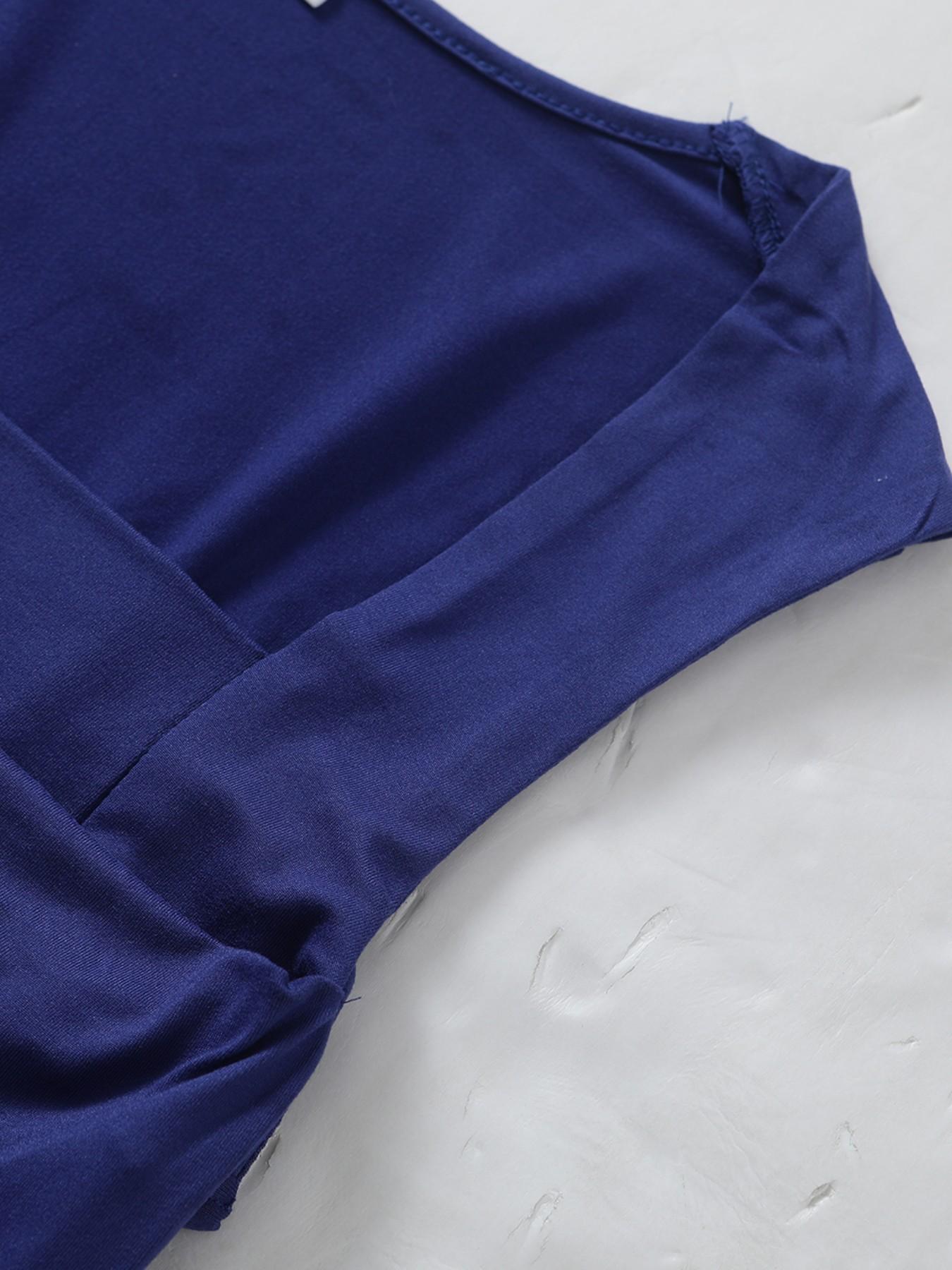 Women's Sapphire Blue Square Neck Camisole Top - Ruched Slim Fit Wide Strap Y2K Stylish Commuting Short Top