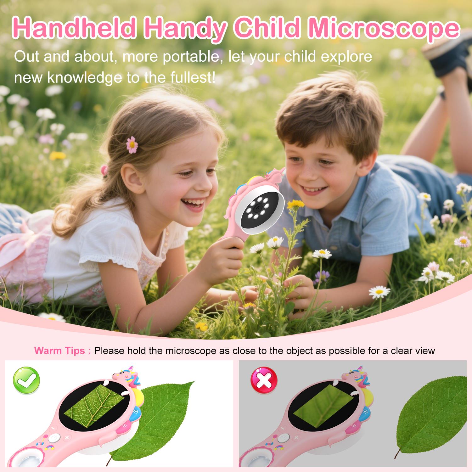 Kids Microscope Handheld Digital Microscope Portable Mini USB Microscope Camera for Science Education Fun Birthday Gift