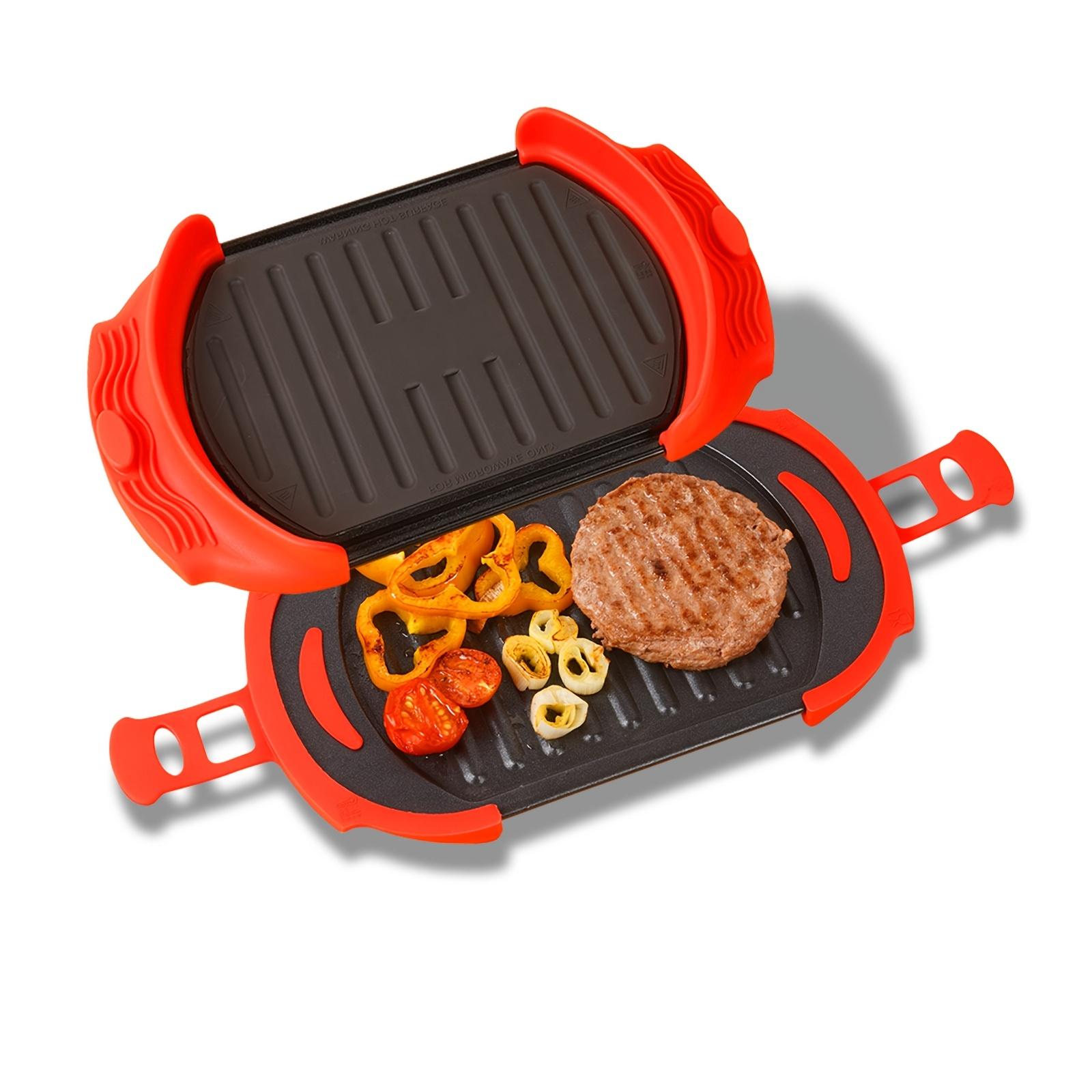 Adjustable Microwave Grill Panini Press Machine, Sandwich Toaster Oven, Panini Press for Toasts, Waffles, Sandwiches, Grilled Meat, Toastie Machine