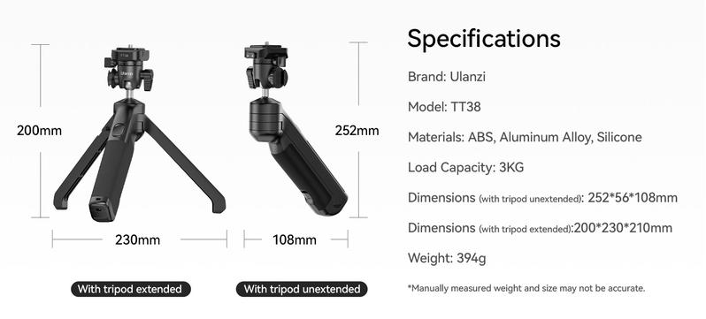 ULANZI One-Click Open Tabletop Tripod for Camera Mini Vlogging Tripod, Uka F38 Camera Quick Release System, Flexible Travel Tripod for Sony/Canon/Nikon/Fujifilm SLR DSLR Pocket Stand Shooting Selfie Video Vlog