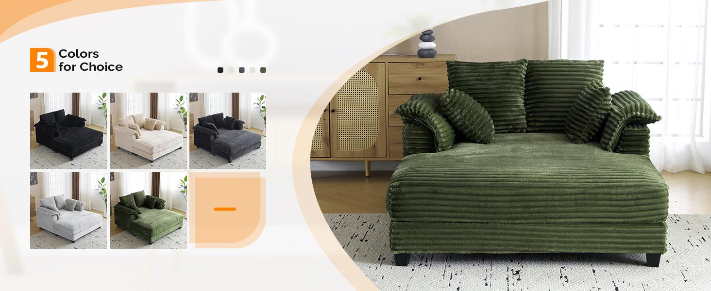 VINGLI Lounge Chair, 56" Oversized Reading Chair  Chaise Sofa Recliner Bed Upholstered Comfy Sleeper Couch with Throw Pillows and Armrests for Living Room, Movie Room, Bedroom Modular Cloud Corduroy Foldable Velvet Boneless Sectional Leather Faux Brown