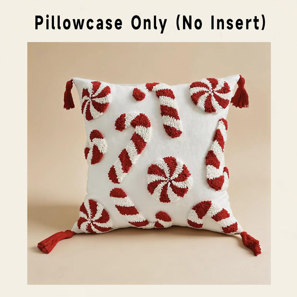1 Christmas pillow cover, 17.7x17.7 inches, candy cane design, zipper seal, modern canvas decorative cushion cover suitable for living room, bedroom, study,-excluding inner core, sofa cushion, decorative pillow, beautiful modern cushion cover, living room