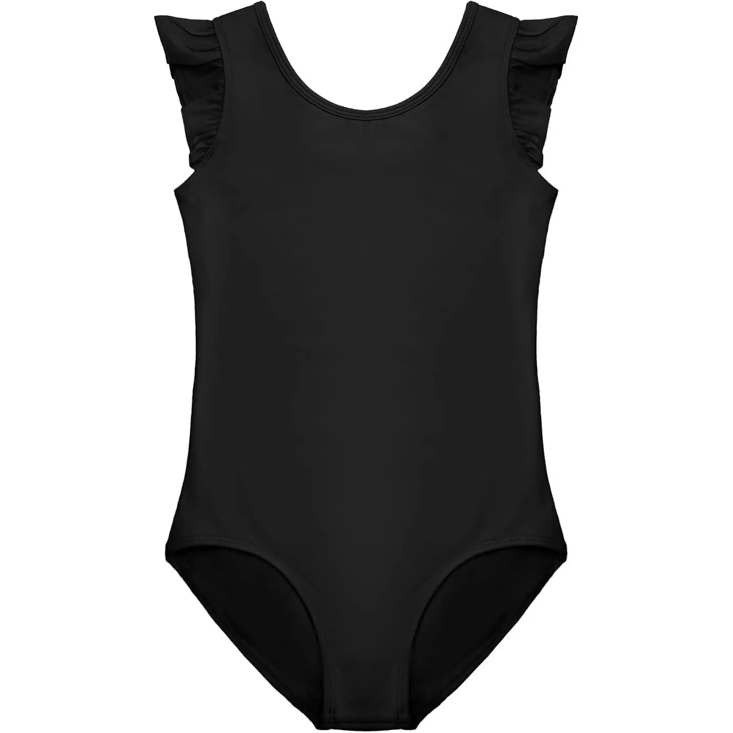 Girls' Ballet Leotards - Ruffle Flutter Sleeve Gymnastics Dancewear (2-14Y), Nylon Blend, Breathable, Stretch Fabric, Comfortable Fit, Flutter Accents, Toddler Kids Bodysuit