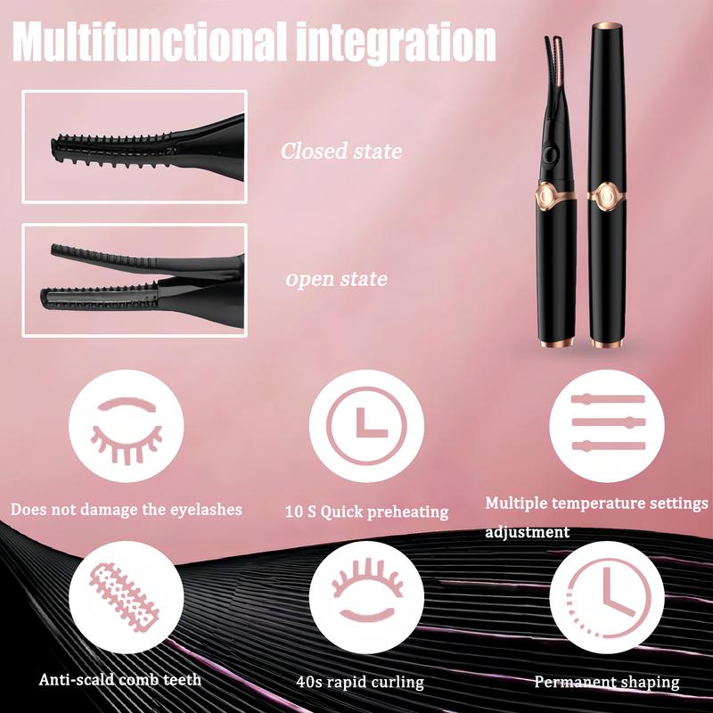 Electric Eyelash Curler for Women, Heated Lash Curler with 3 Temperature Settings, Fast Heating, Rechargeable, Anti-Scald Design, Best Gift