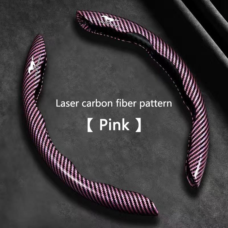 Carbon Fiber Car Logo Steering Wheel Covers, Decorative for Ford Mustang Explorer Edge Fusion Mondeo F150 F250 F350 F450 F550, Accessories