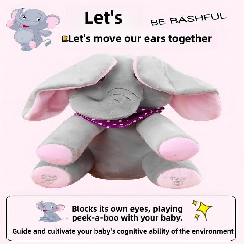 Cute Singing Elephant Plush Toy, Perfect Christmas Gift for Kids, Interactive Music Playing Elephant, Swinging Ears, Soft & Safe,30cm/11.18inch