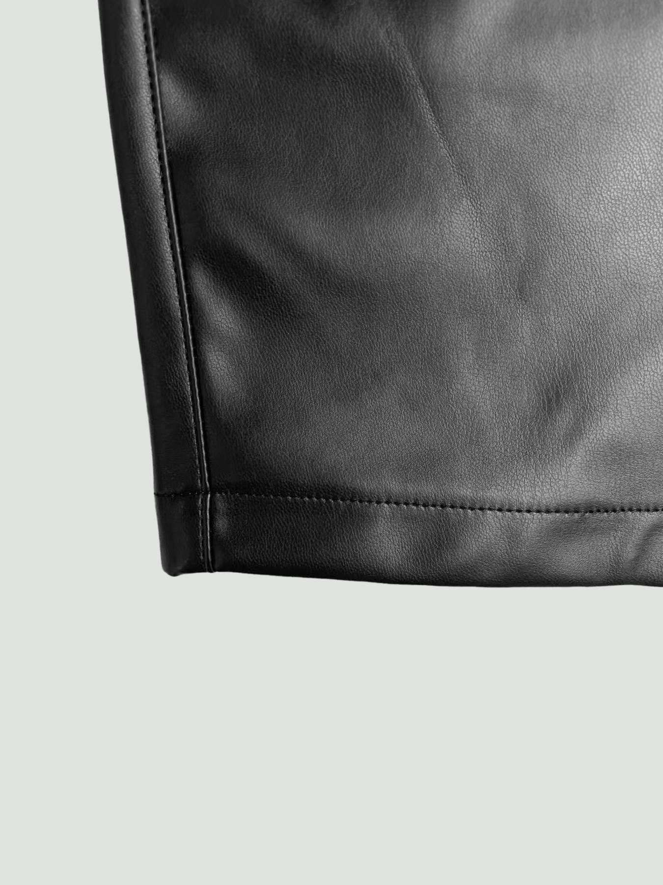 Women's Plain PU High-Waisted Button Closure Shorts, Womenswear, Fitted Casual Style, 1 Piece, Perfect for Everyday Wear