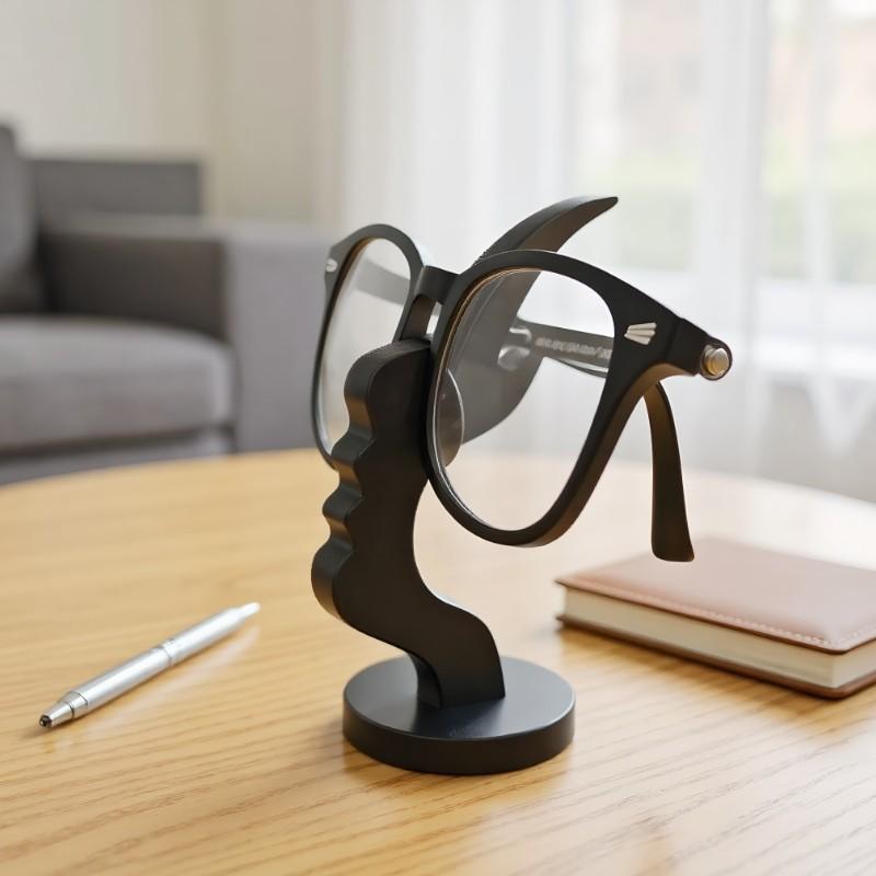 Modern Curved Glasses Stand, Elegant Side Face Holder, Minimalist Design, Protective Glasses Case for Desks or Nightstands, Thin
