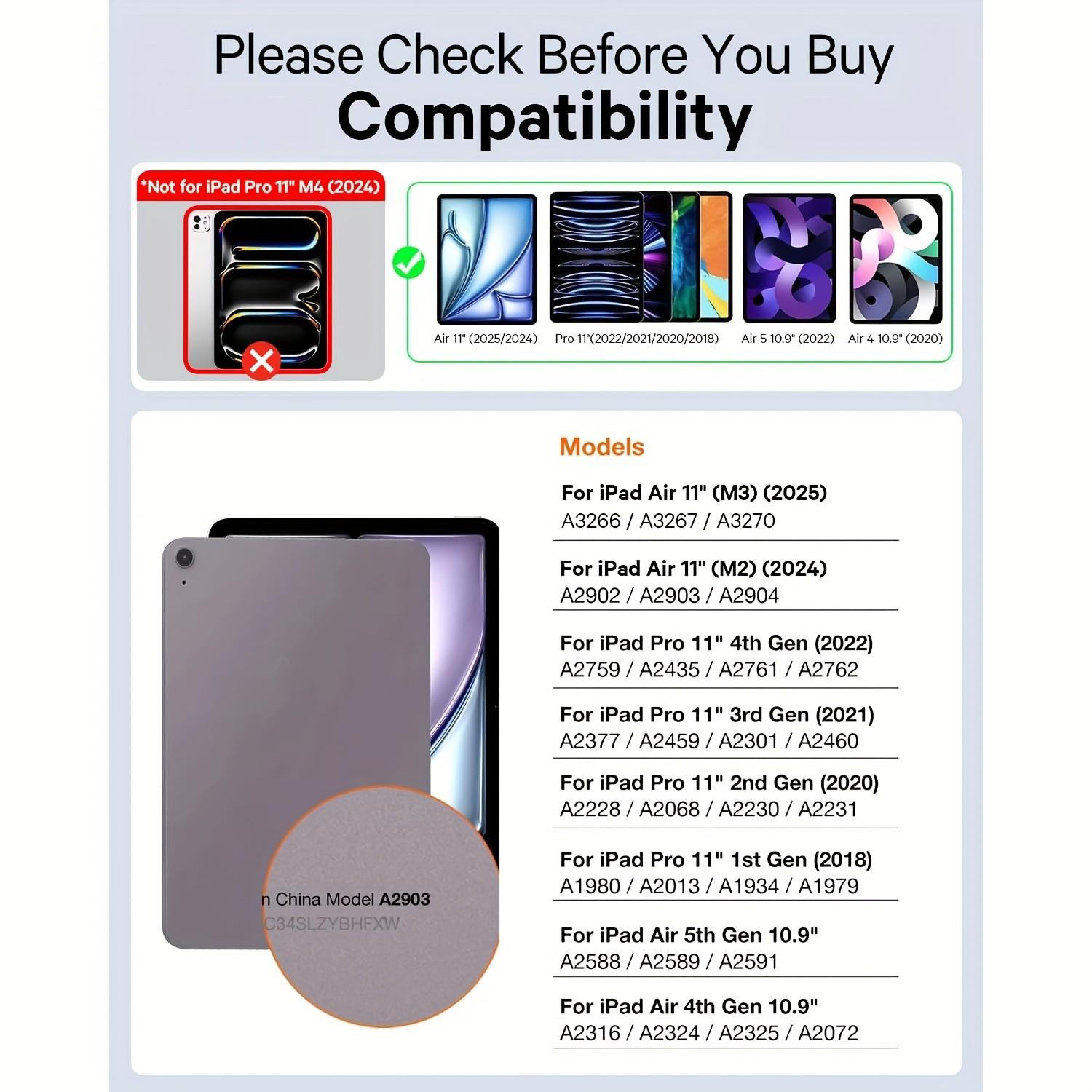 iPad Air 11-Inch Case with Keyboard M3/m2, 7-Color Backlight, 2 Wireless Channels, Compatible with iPad Pro 11, iPad Air 5th/4th Gen