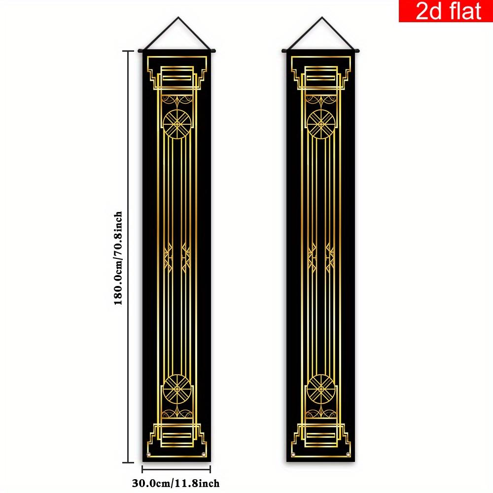 2D Polyester Party Decor Door Flag, Gold Art Deco Style, Vintage Luxury Welcome Banner, Wedding Birthday Party Door Decoration