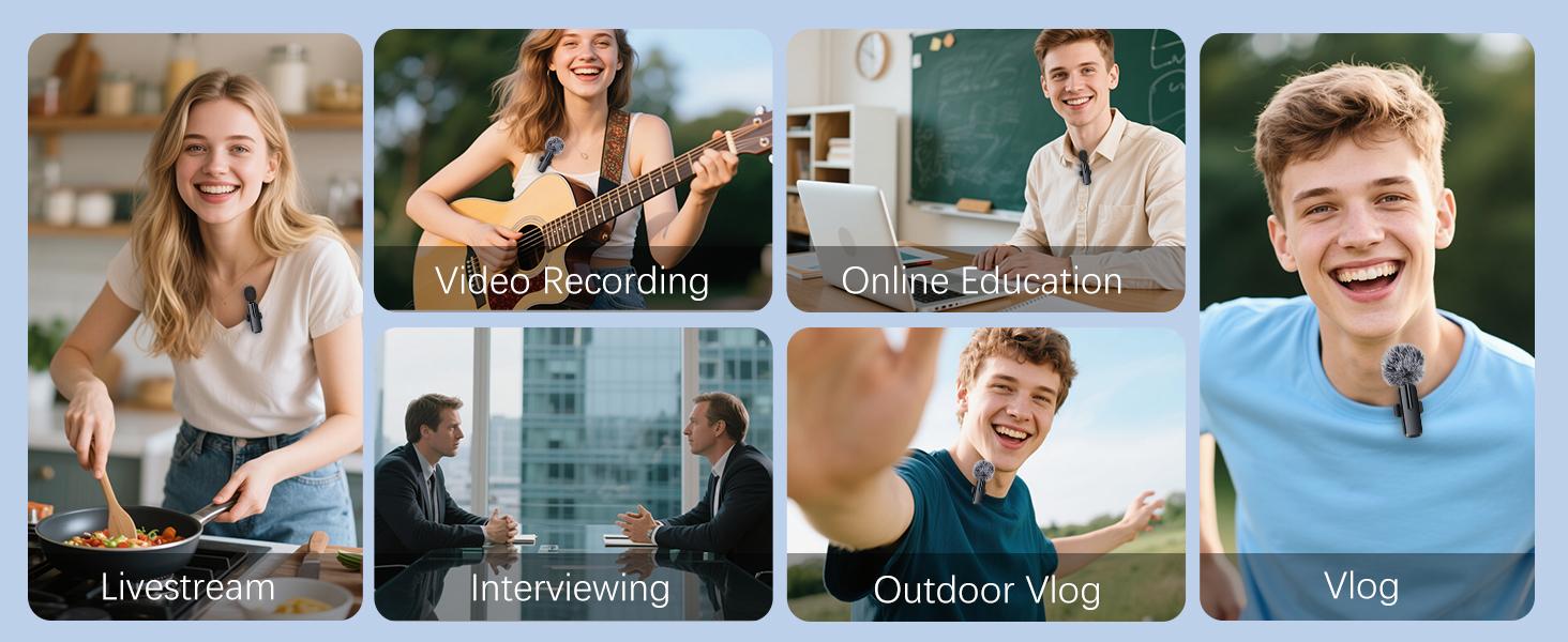 Wireless Mini Microphone for iPhone - 2 Pack Lavalier bluetooth Microphone for Video Recording, 2 In 1 Noise Reduction Lapel Mic for Ipad, Android, Clip-on Mini Mic for Tiktok Youtube Vlog Podcast Audio Durable mini microphone wireless microphone