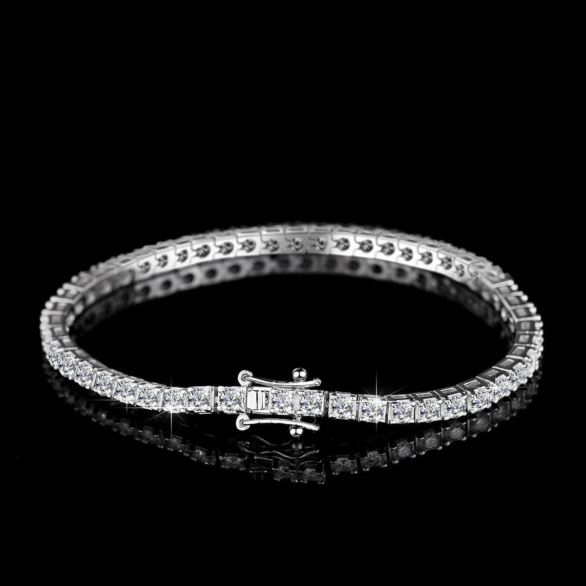 D VVS1 Moissanite Tennis Bracelet 100% 925 Sterling Silver 2-6mm Classics with GRA Bracelets for Women Man Wedding Jewelry Gifts